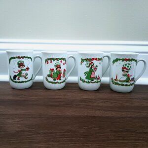 4 Vintage Jasco‎ SUGARPLUM Christmas Mugs LITTLE MISS SUGARPLUM 1980